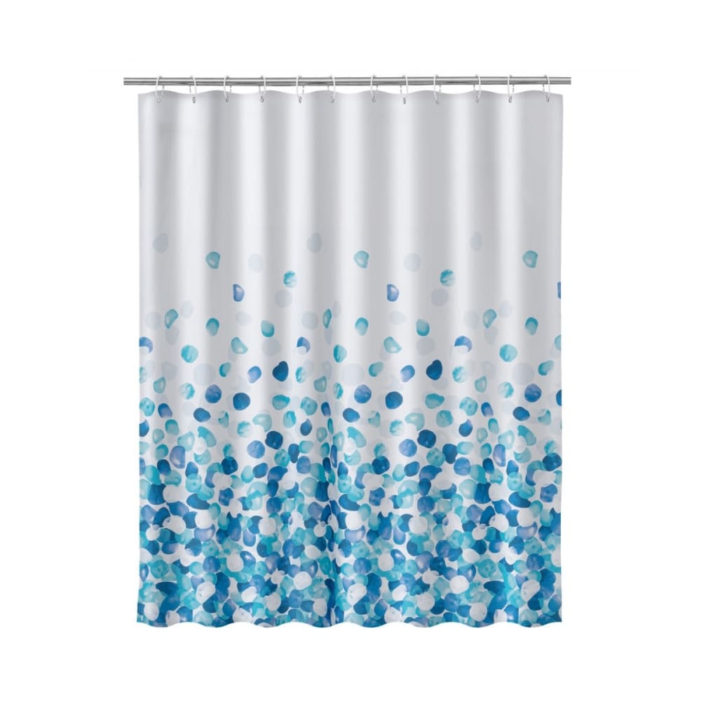 Rideau de douche tissu pétales bleus