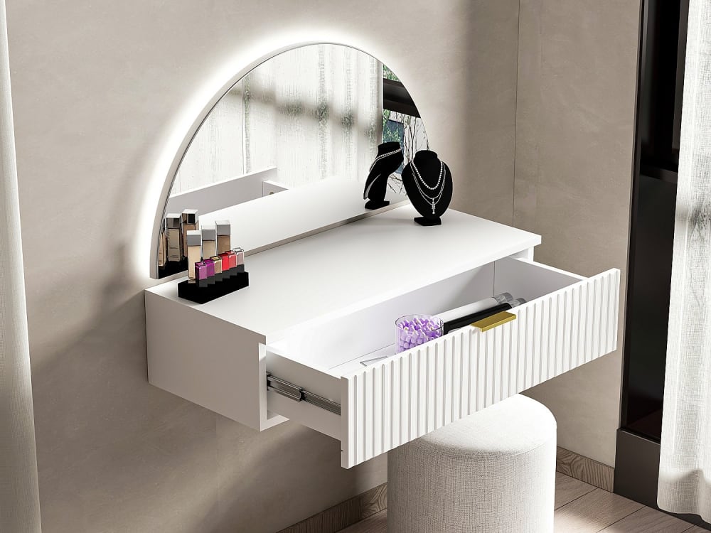 Meuble coiffeuse mdf blanc