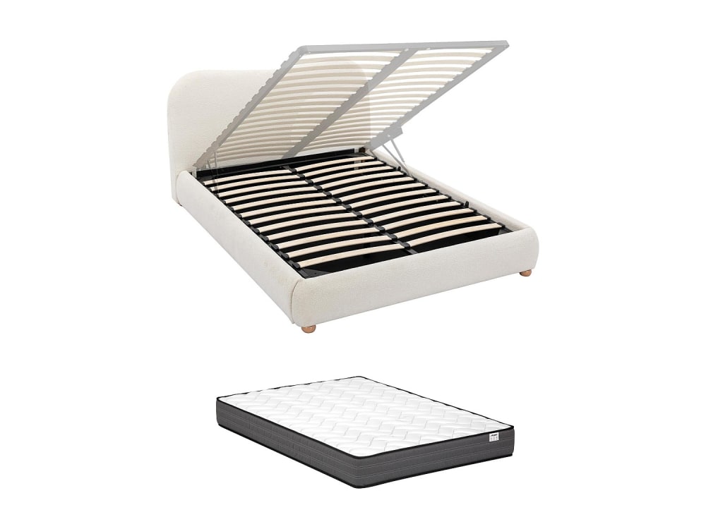 Lit coffre polyester blanc 160 x 200