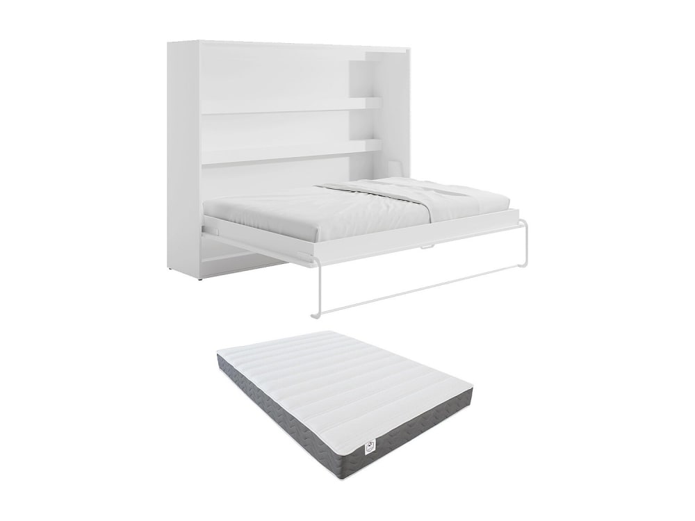 Lit escamotable panneau de particule blanc 140 x 200