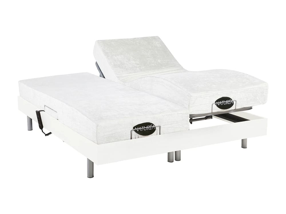 Lit électrique panneau et dérivés de bois blanc 2 x 70 x 190