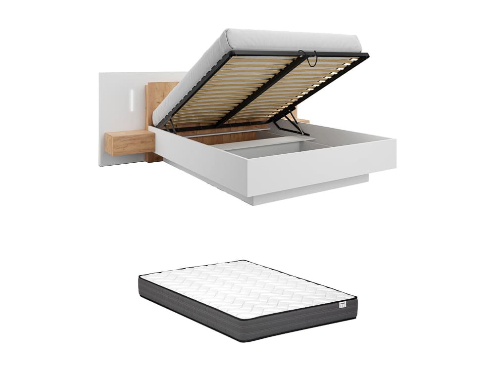 Lit coffre panneau de particule naturel clair 160 x 200