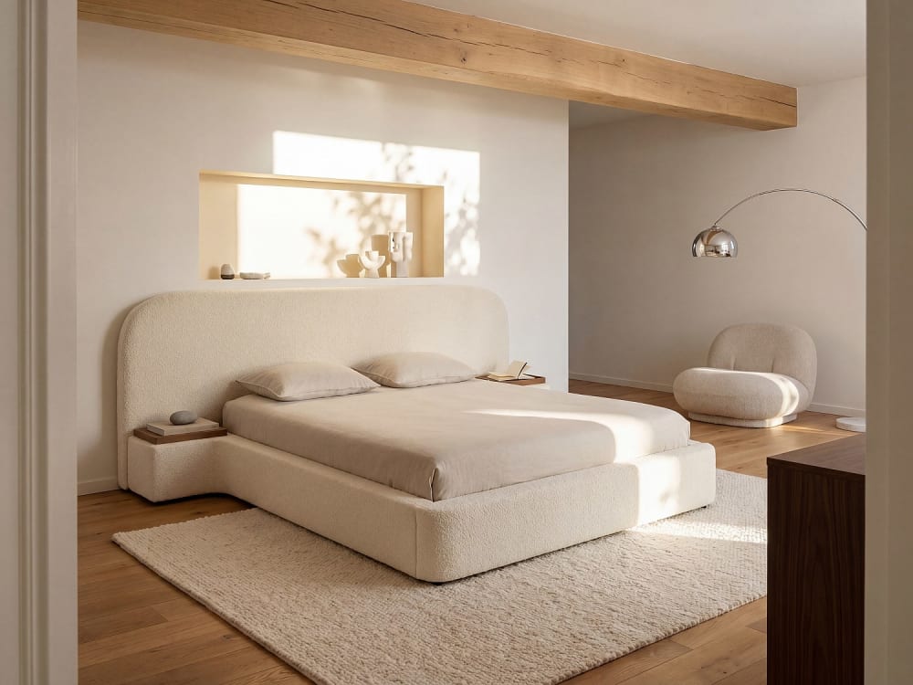 Lit coffre polyester blanc 160 x 200