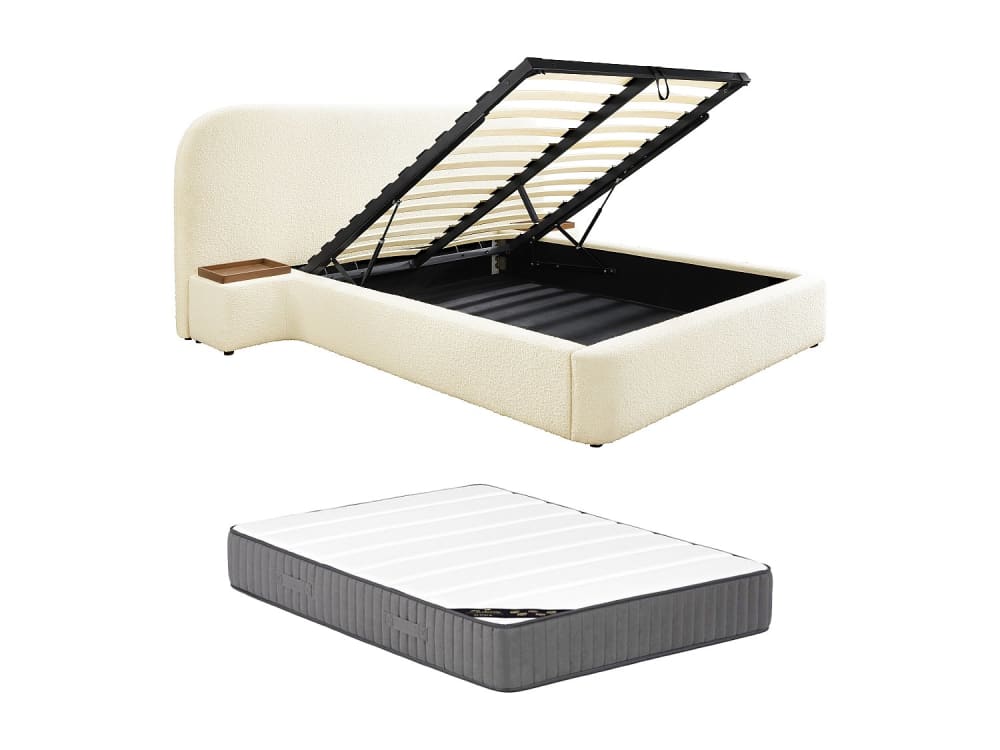 Lit coffre polyester blanc 160 x 200