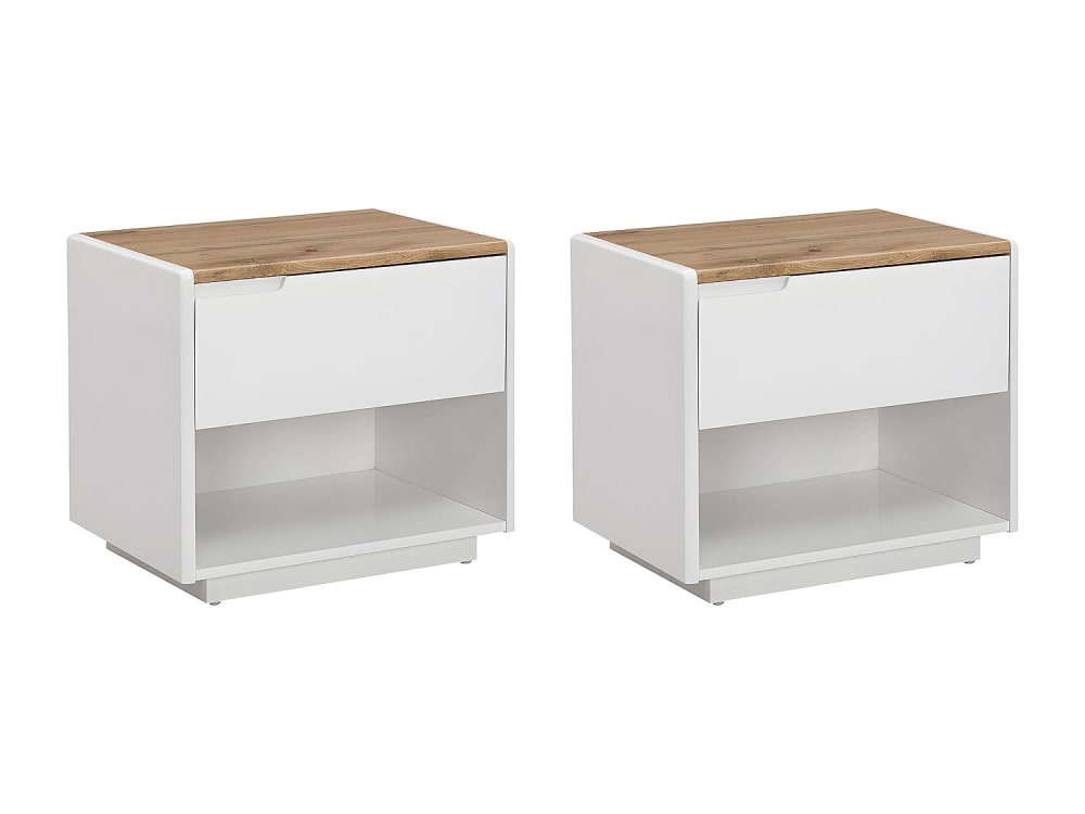 Lot de 2 tables de chevet mdf naturel clair