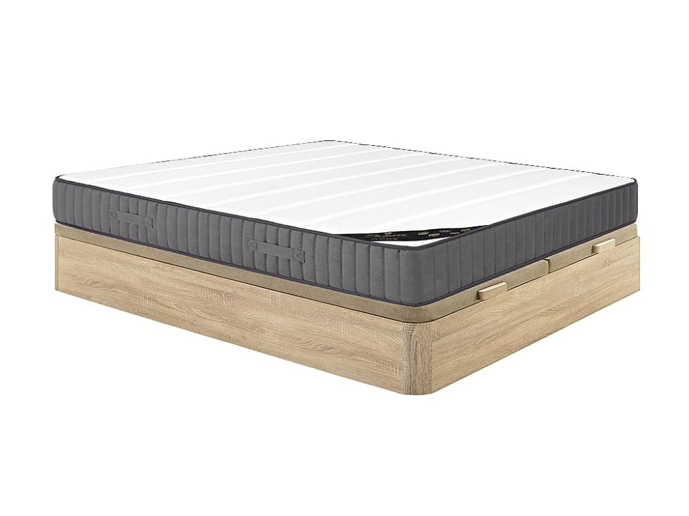 Matelas et sommier coffre panneau de particule naturel clair 180 x 200