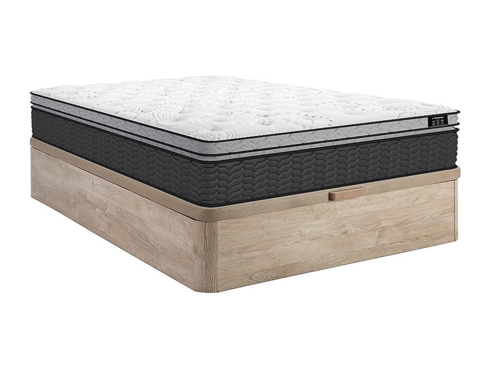 Matelas et sommier coffre panneau de particule naturel clair 160 x 200