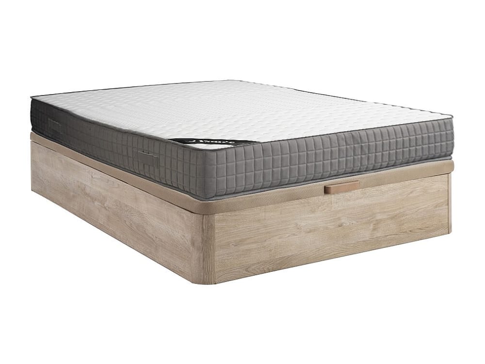 Matelas et sommier coffre mdf naturel clair 160 x 200