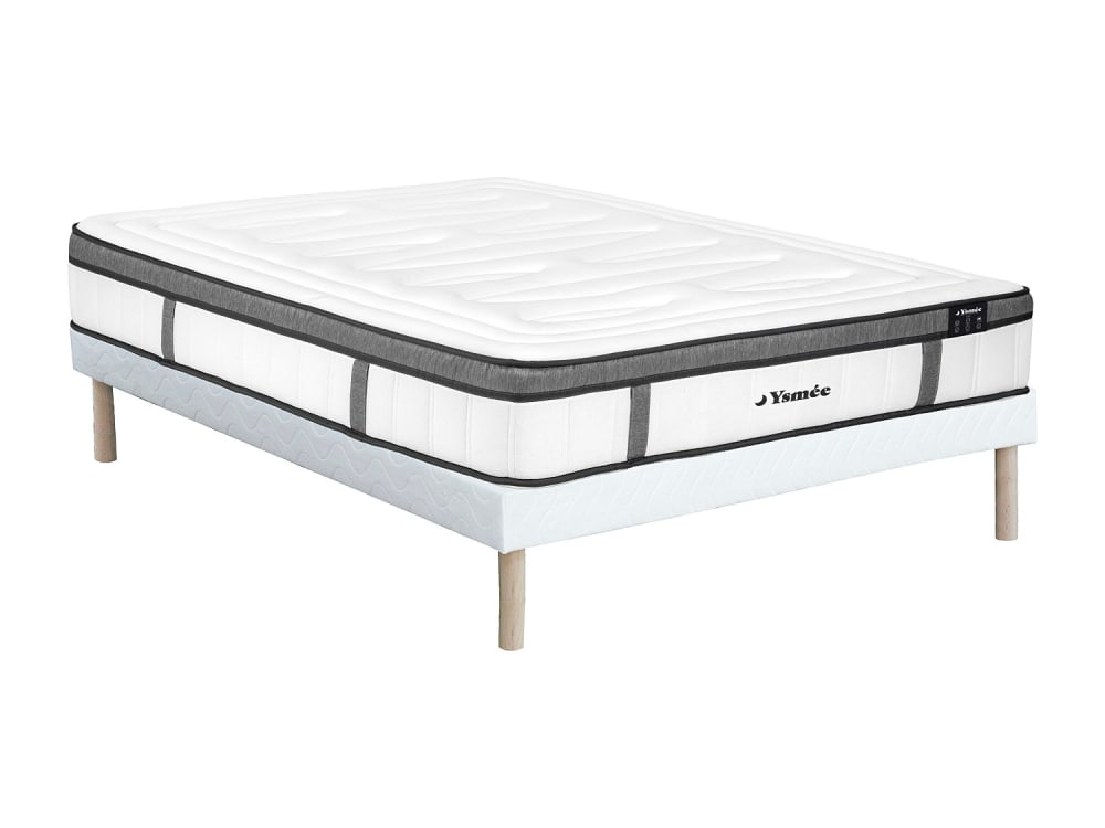 Matelas et sommier tapissier polyester blanc 160 x 200 Matelas et sommier tapissier polyester blanc 160 x 200