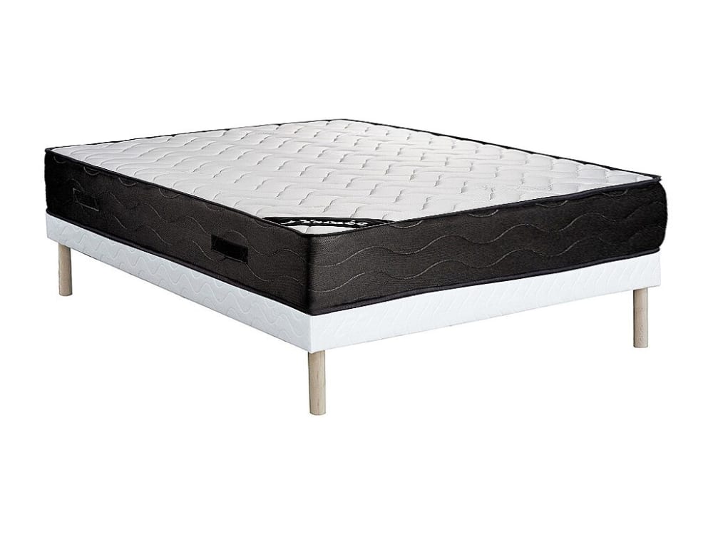 Matelas et sommier tapissier polyester blanc 160 x 200