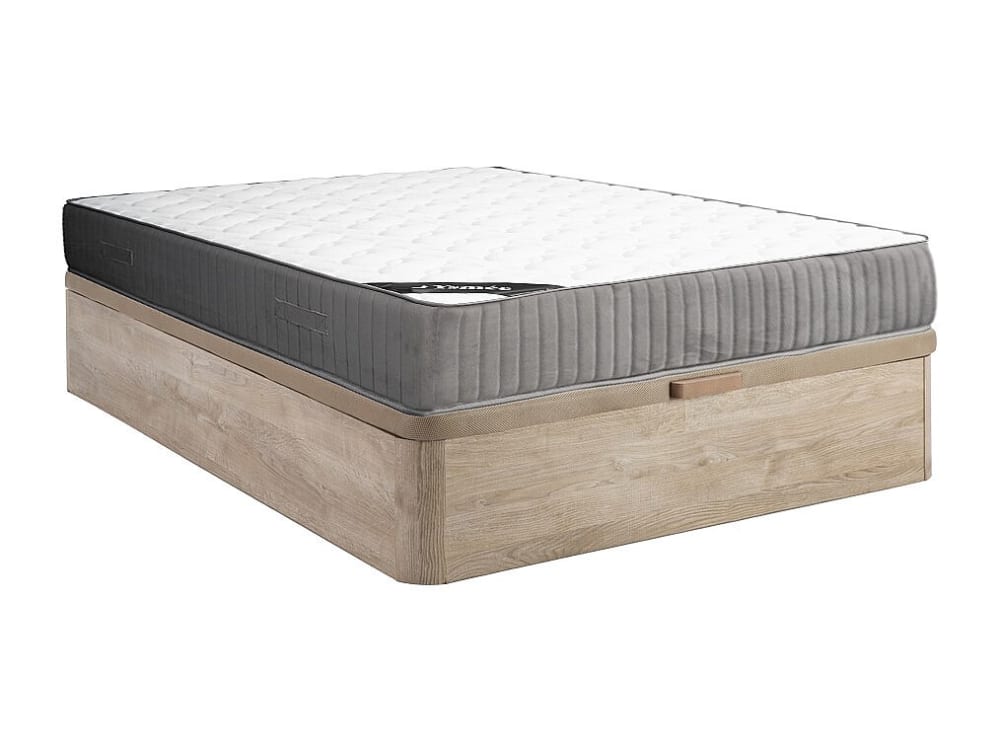 Matelas et sommier coffre mdf naturel clair 160 x 200