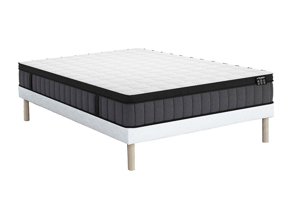 Matelas et sommier tapissier polyester blanc 160 x 200