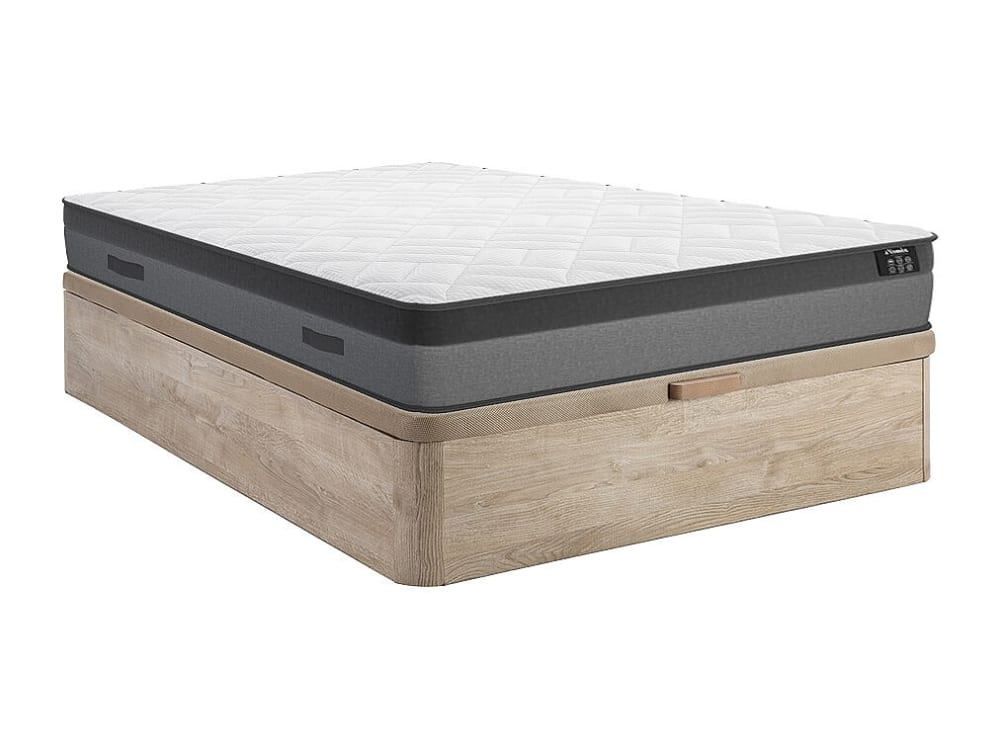 Matelas et sommier coffre panneau de particule naturel clair 140 x 190