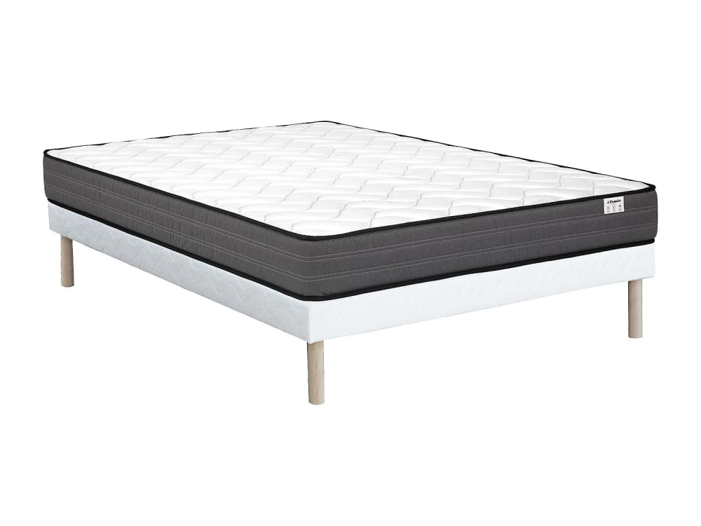 Matelas et sommier tapissier polyester blanc 160 x 200 Matelas et sommier tapissier polyester blanc 160 x 200