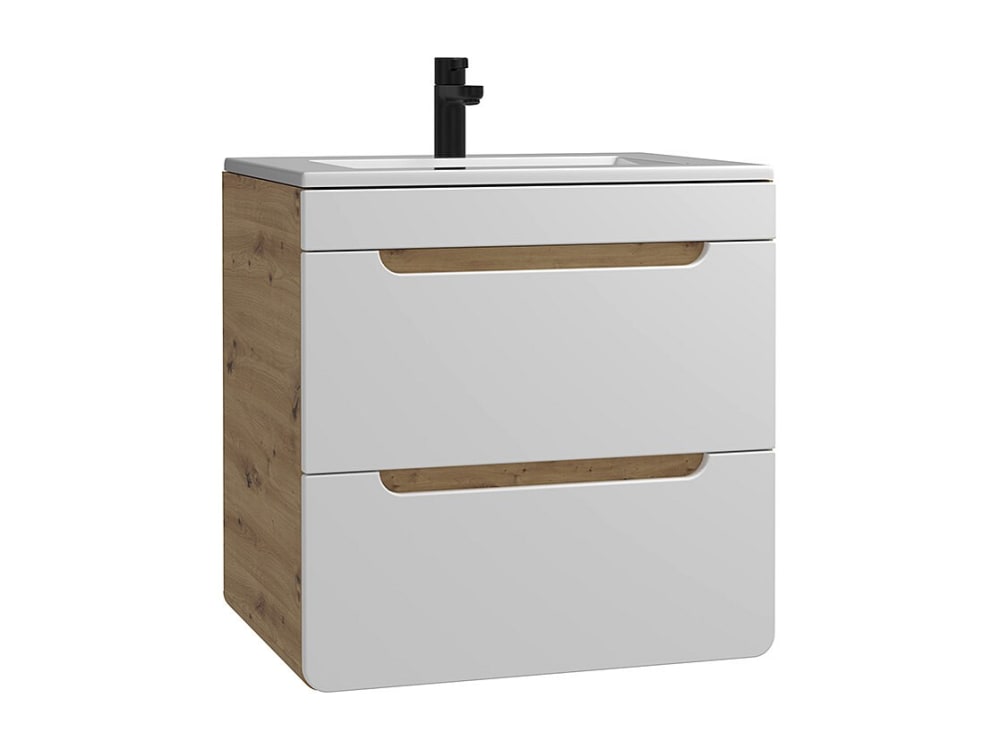 Meuble simple vasque panneau de particule naturel clair