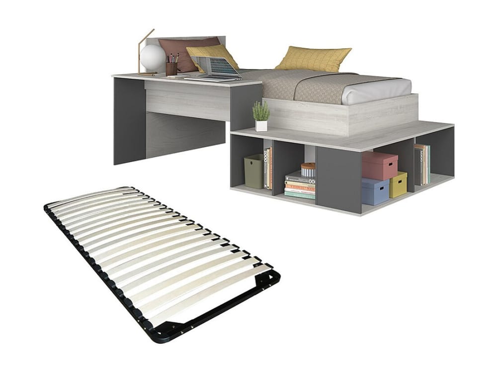 Lit combiné panneau de particule gris anthracite 90 x 200 Lit combiné panneau de particule gris anthracite 90 x 200