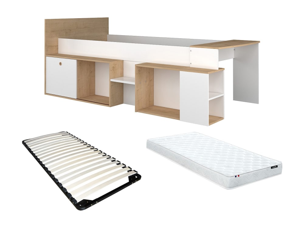 Lit combiné panneau de particule naturel clair 90 x 200 Lit combiné panneau de particule naturel clair 90 x 200