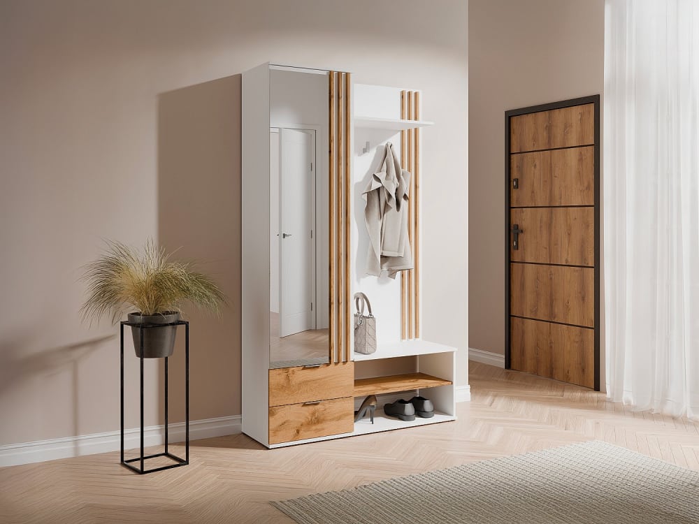 Vestiaire d'entrée panneau de particule naturel clair Vestiaire d'entrée panneau de particule naturel clair