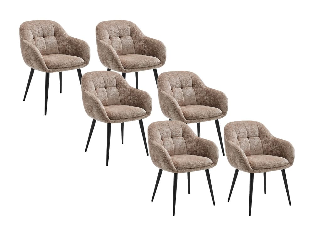 Lot de 6 chaises polyester taupe Lot de 6 chaises polyester taupe