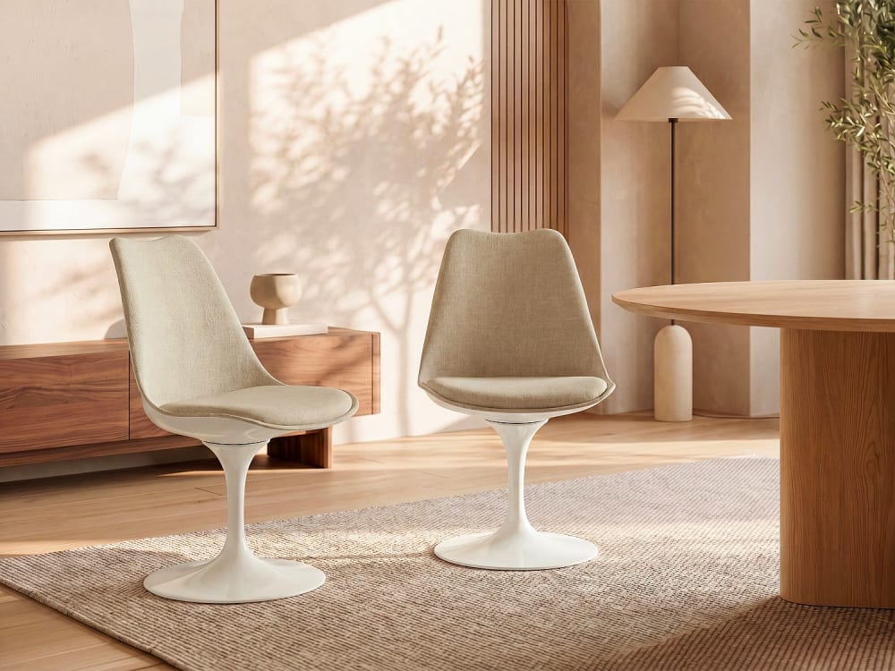 Lot de 2 chaises polyester beige