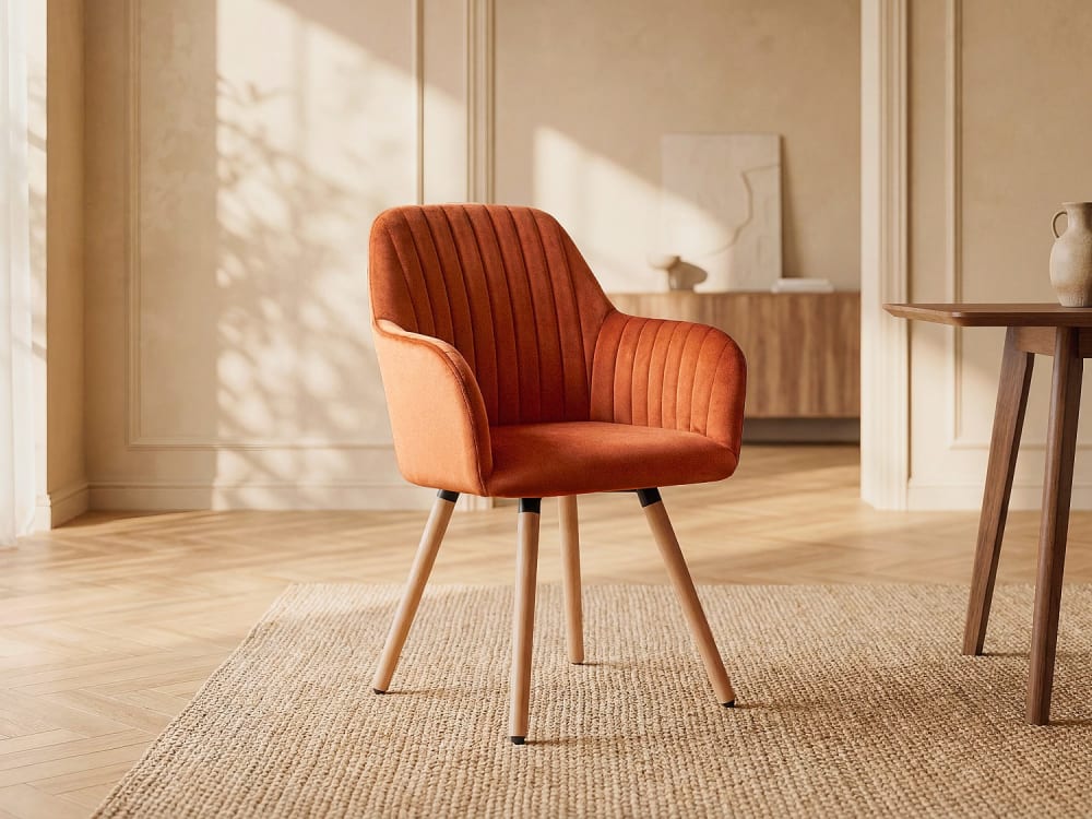 Chaise velours terracotta