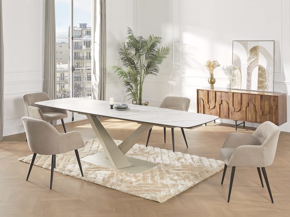 Tapis de salon polyester crème 160x230 cm — vue 3