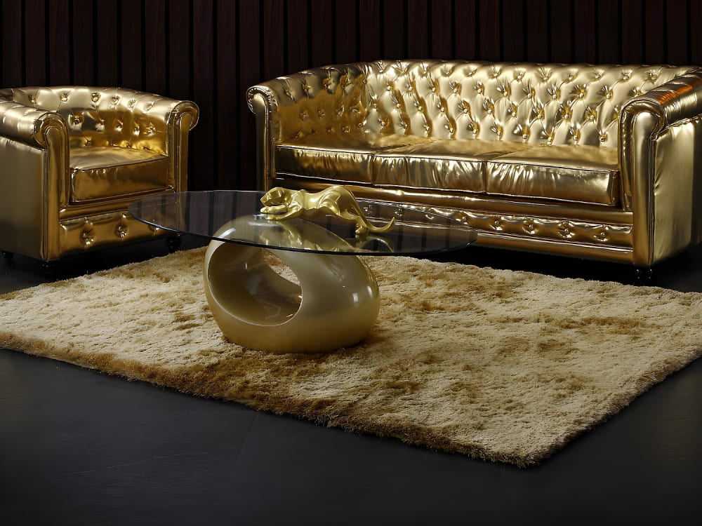 Tapis de salon polyester doré 160x230 cm — vue 3