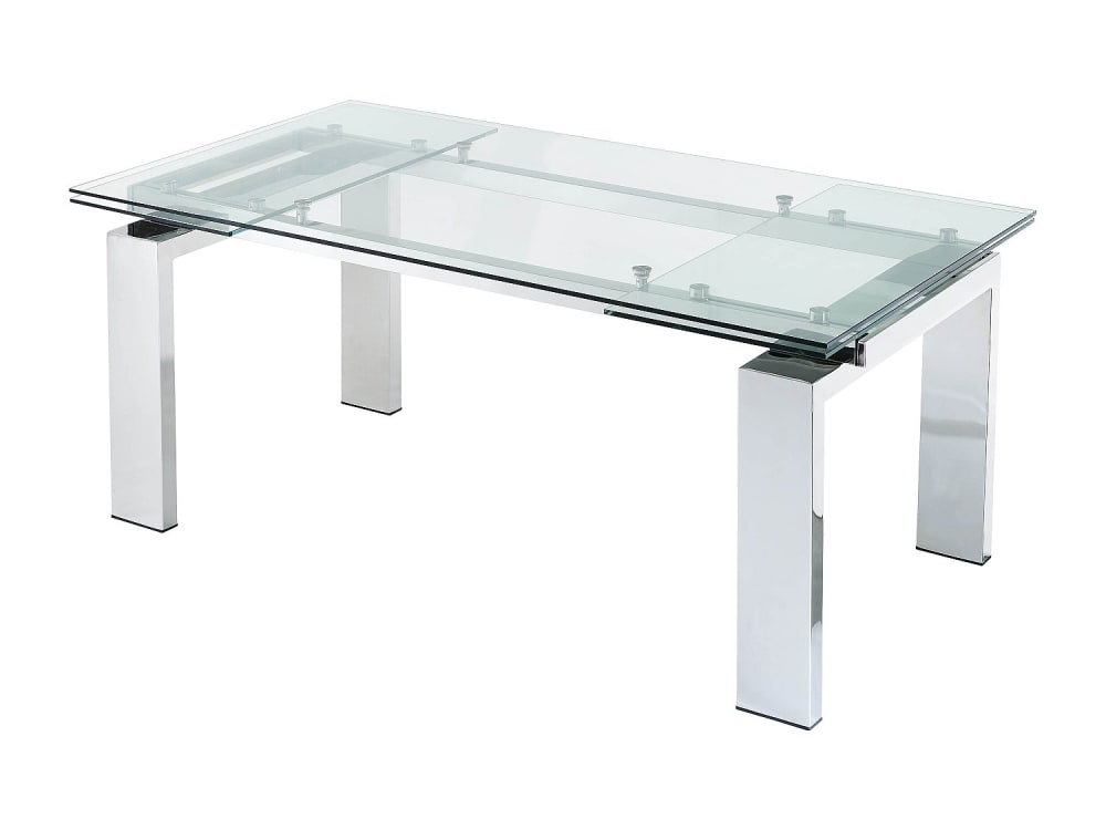 Table à manger verre trempé transparent