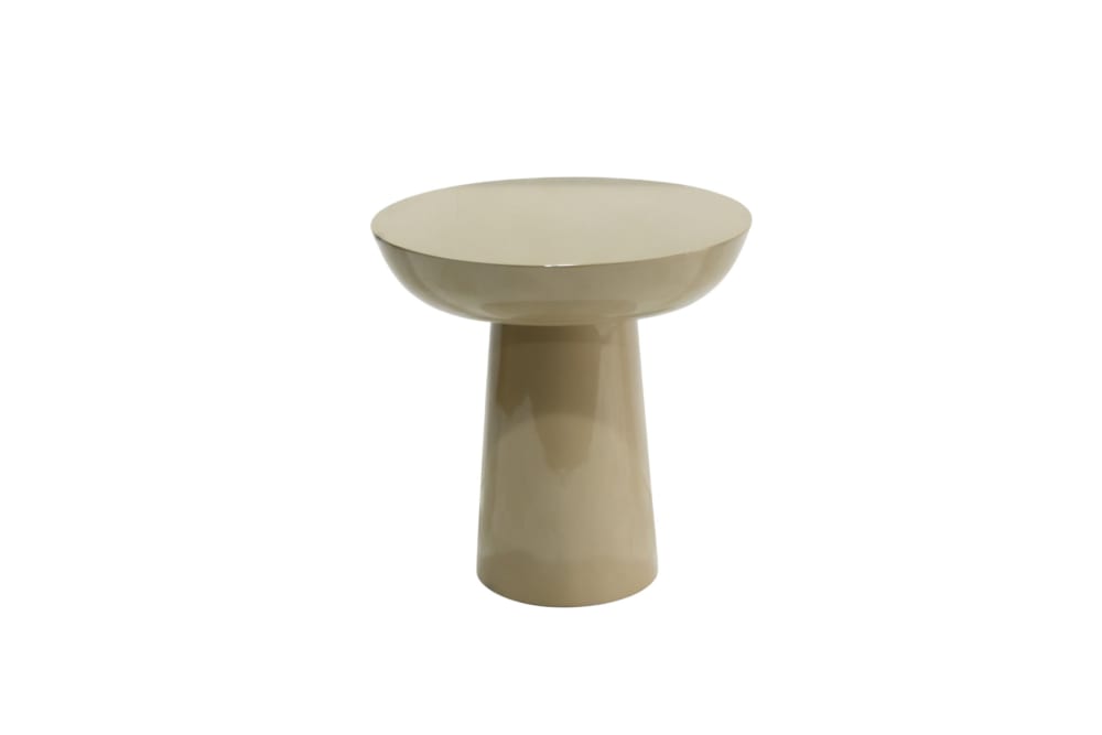 Table d'appoint laquée couleur taupe, haut brillant