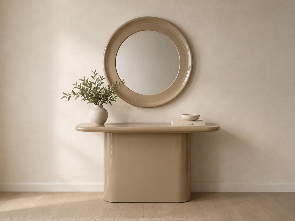 MDF-Spiegel Ø 90 cm in Taupe glänzend - Maisons Du Monde