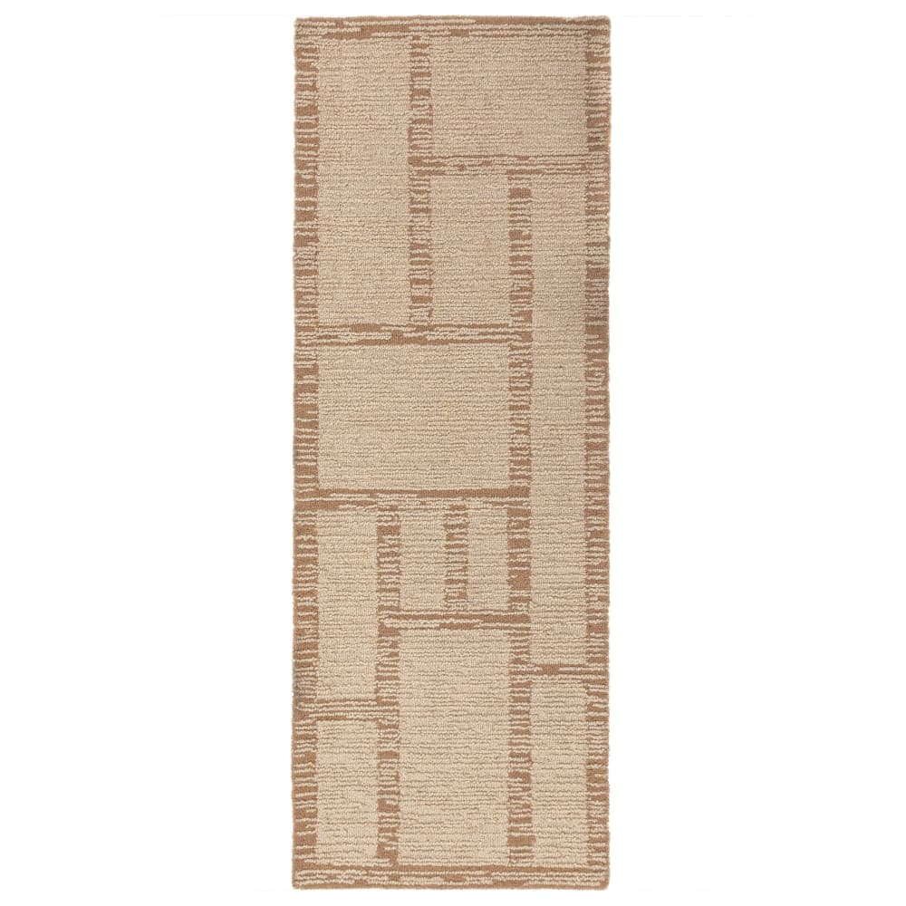 Tapis de couloir en laine beige 80x230cm