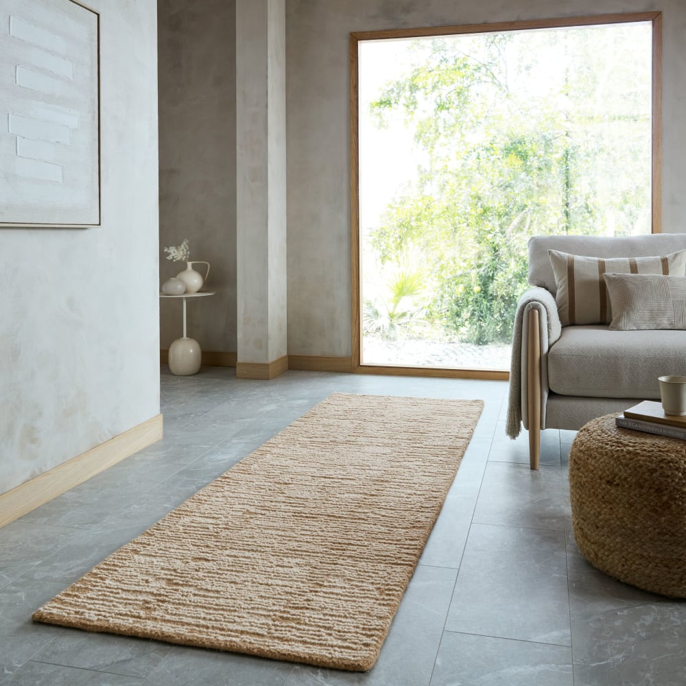 Tapis de couloir en laine beige 80x230cm — vue 3