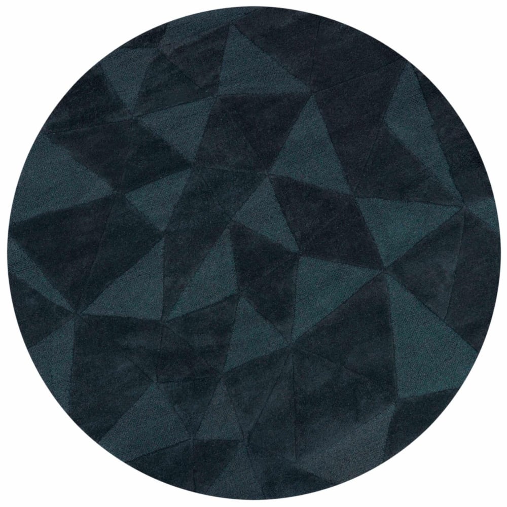 Tapis en laine rond bleu canard 160x160cm