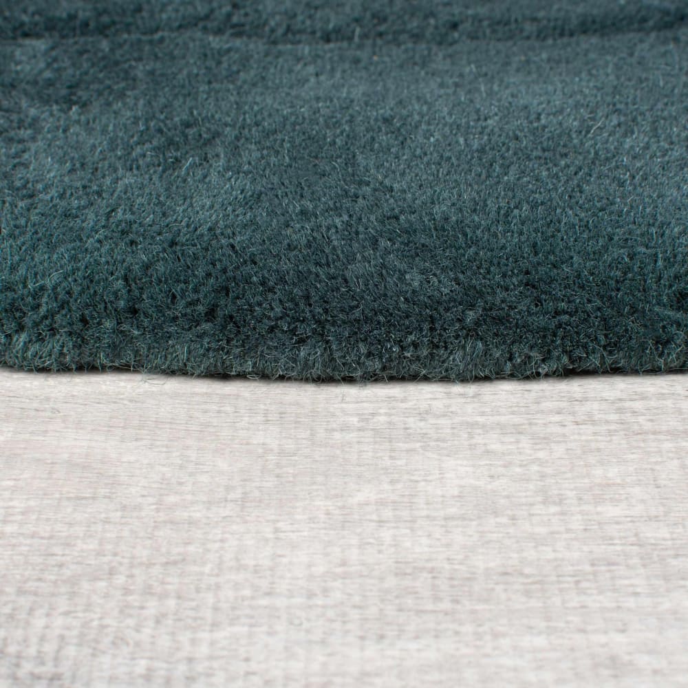 Tapis en laine rond bleu canard 160x160cm — vue 4