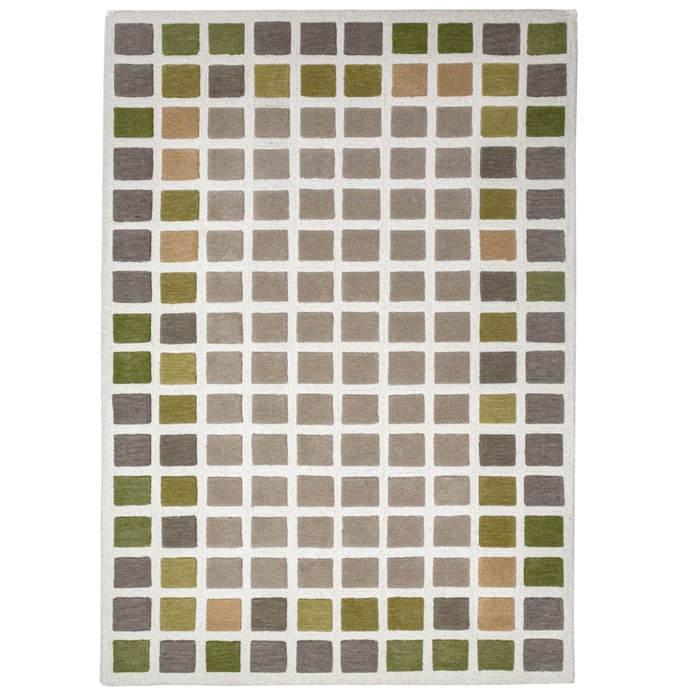 Tapis en laine multicolore tons verts 140x200cm