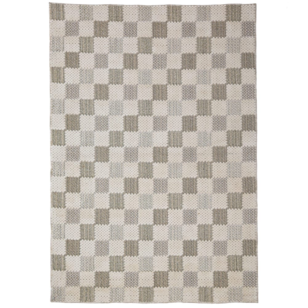 Tapis en coton beige, gris et vert 194x290cm