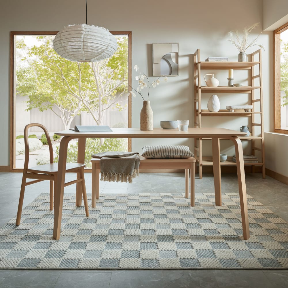 Tapis en coton beige et bleu 194x290cm — vue 3
