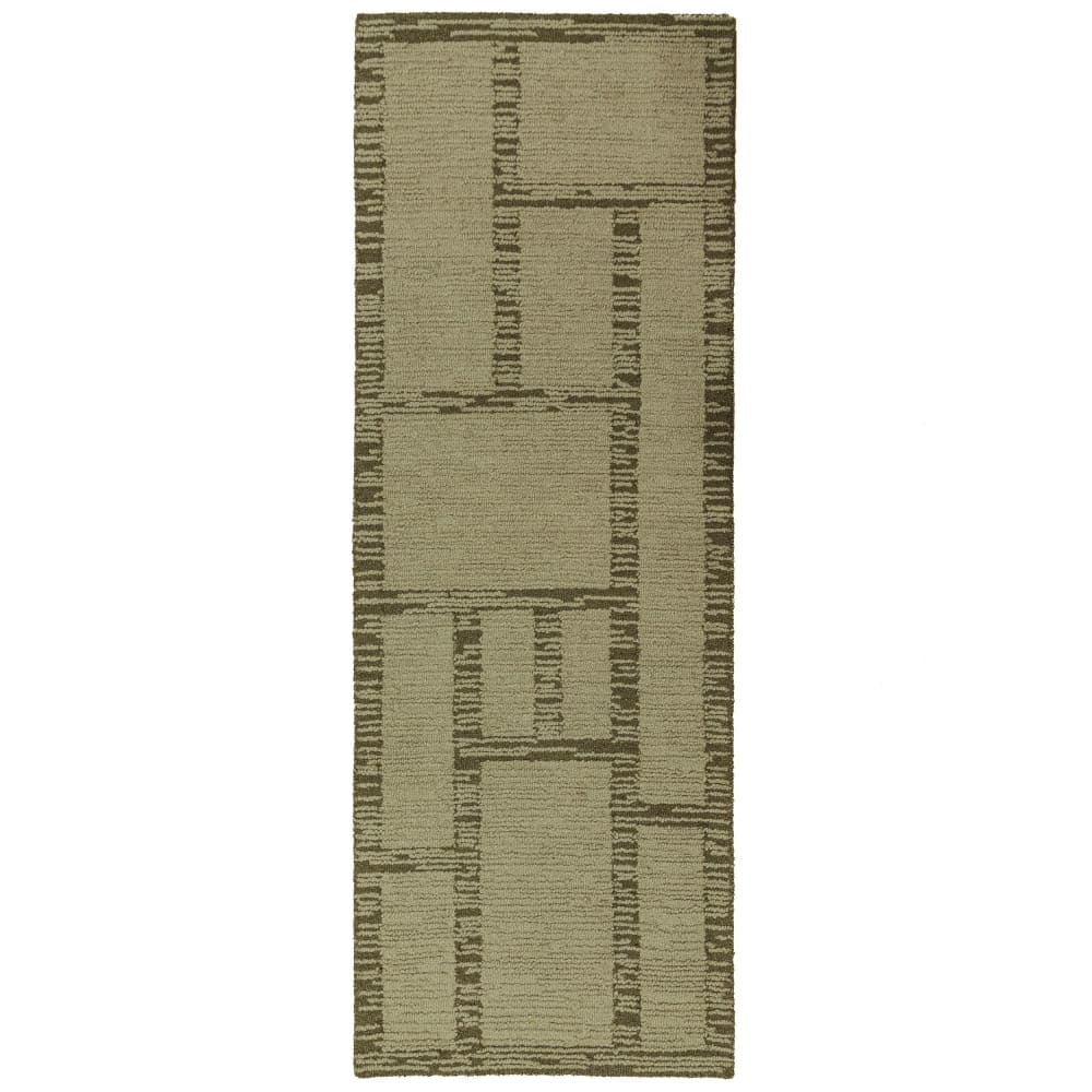 Tapis de couloir en laine pistache 80x230cm