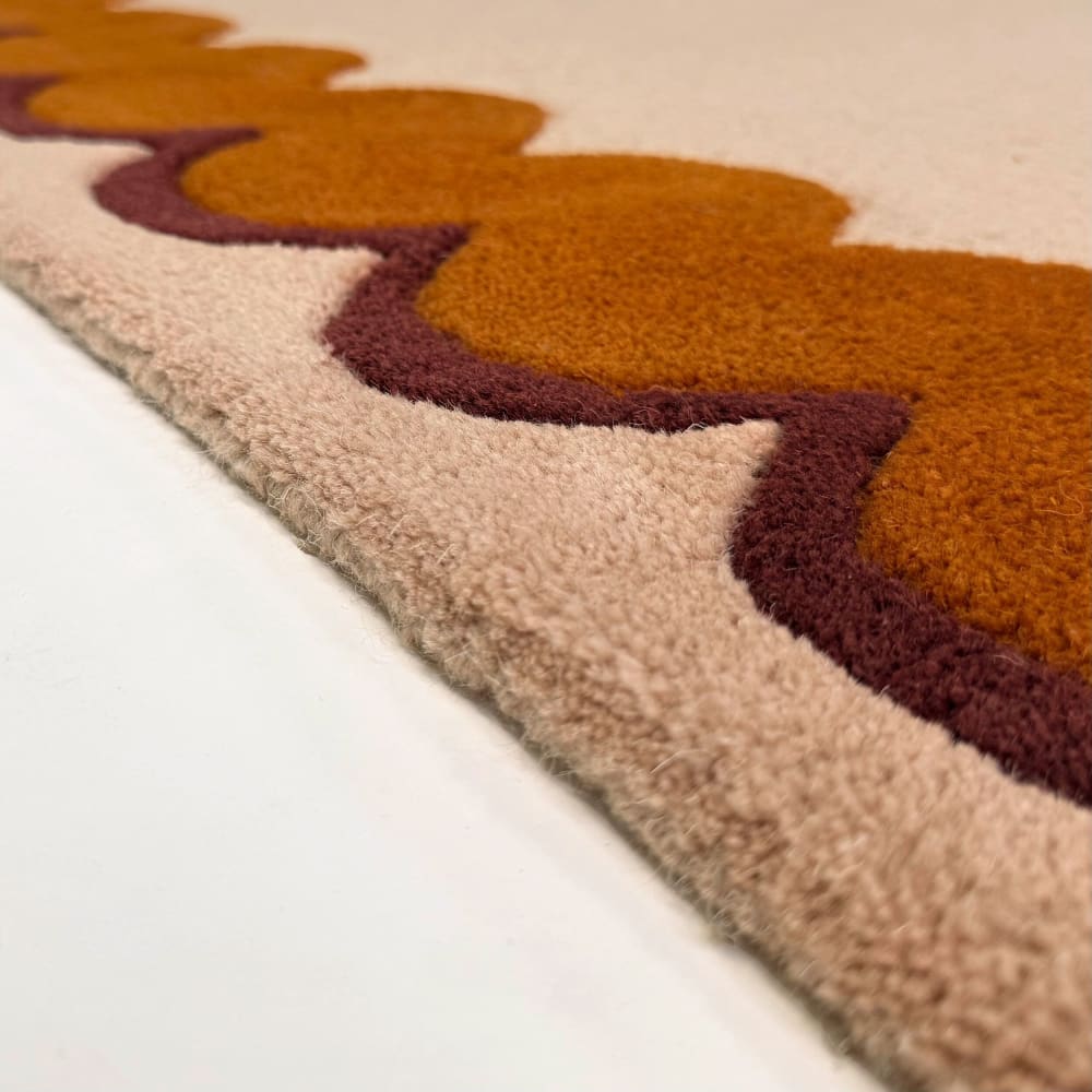 Tapis de couloir en laine beige à bordure orange 80x230cm — vue 4