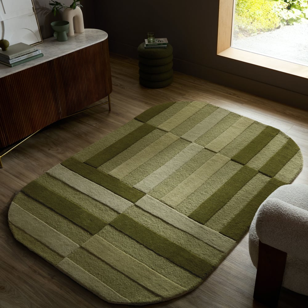 Tapis en laine vert 140x200cm — vue 3