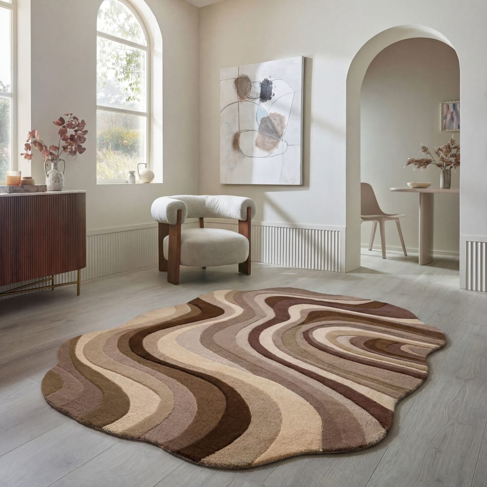Tapis en laine multicolore tons beiges 140x200cm — vue 3