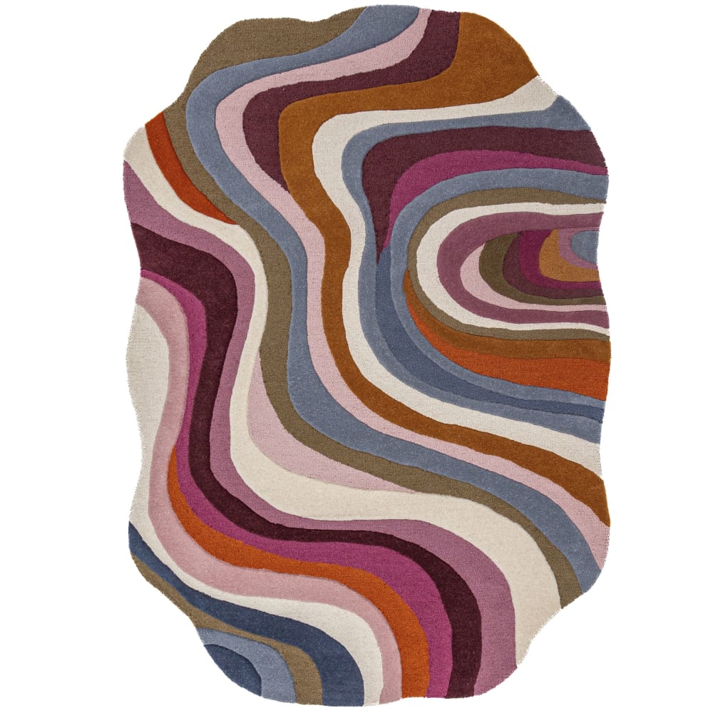 Tapis en laine abstrait multicolore tons pastels 200x290cm