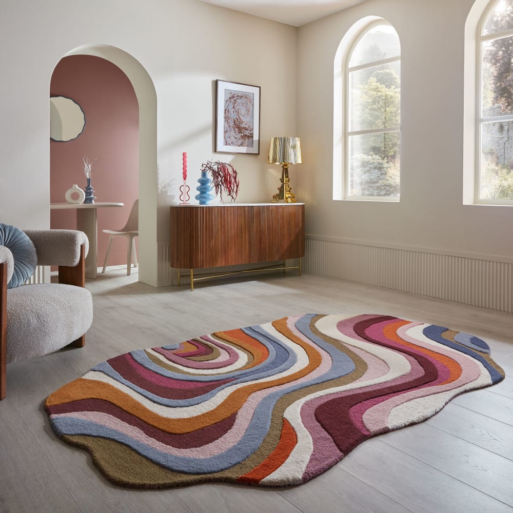 Tapis en laine abstrait multicolore tons pastels 200x290cm — vue 3