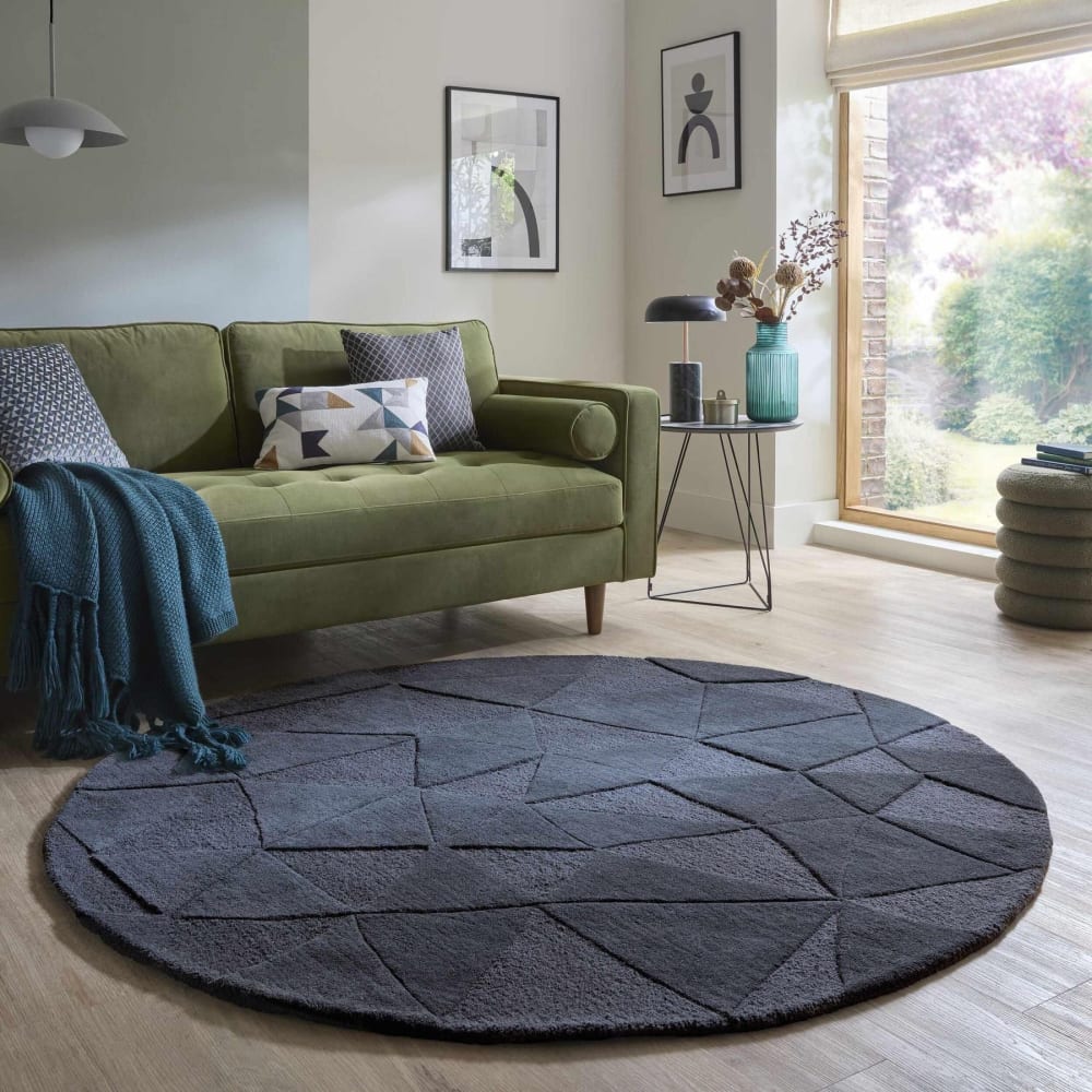 Tapis en laine rond anthracite 160x160cm — vue 3