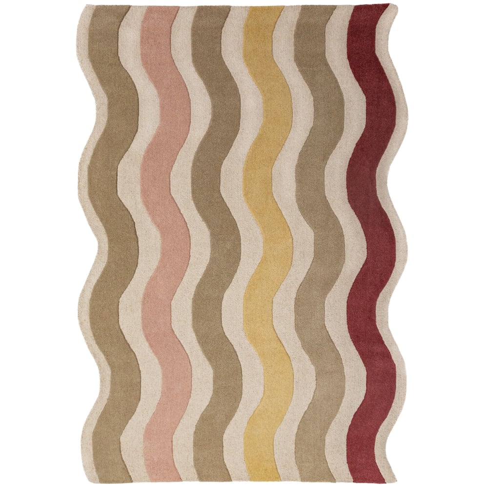 Tapis en laine mûre, beige, jaune et rose 140x200cm