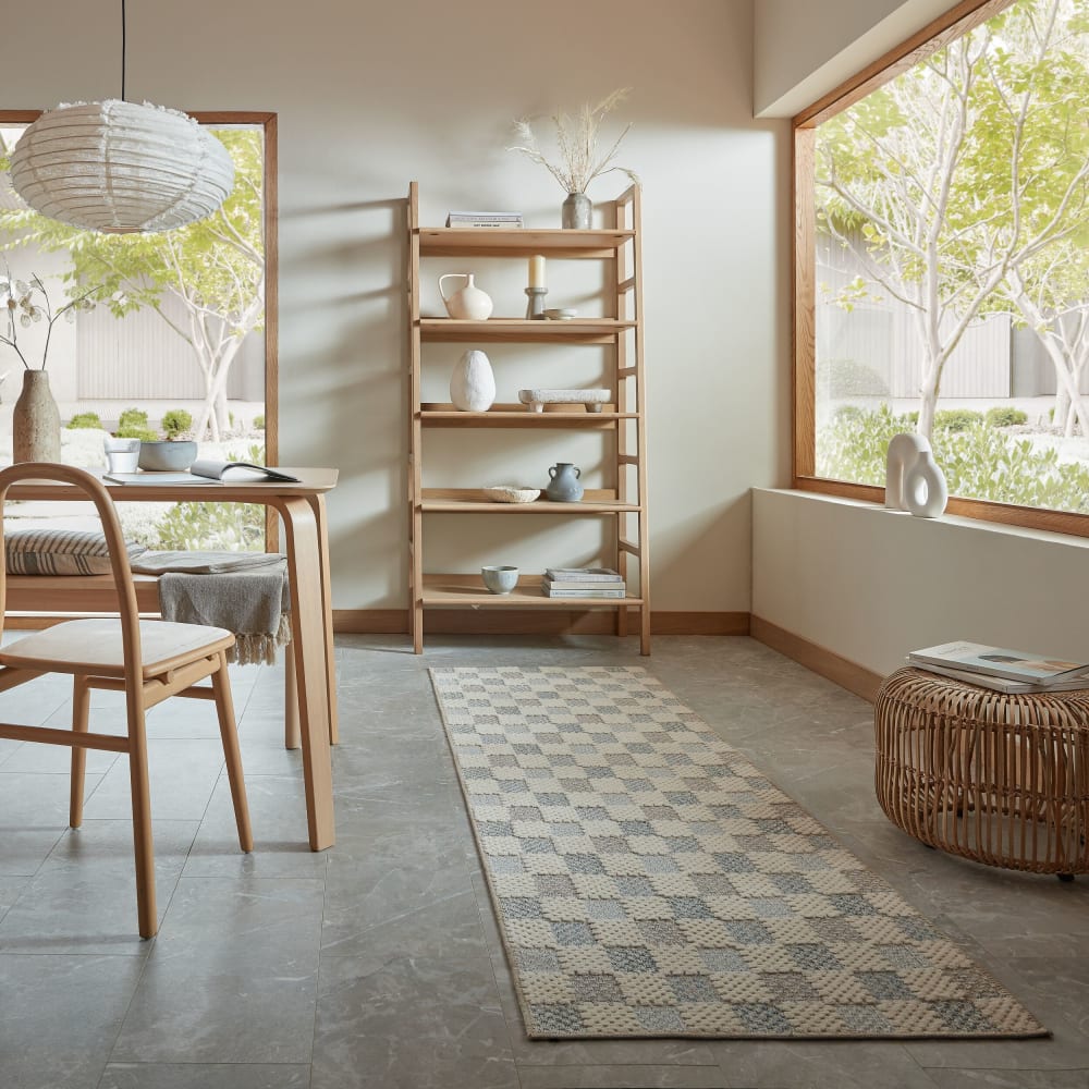 Tapis de couloir en coton beige et bleu 80x230cm — vue 3