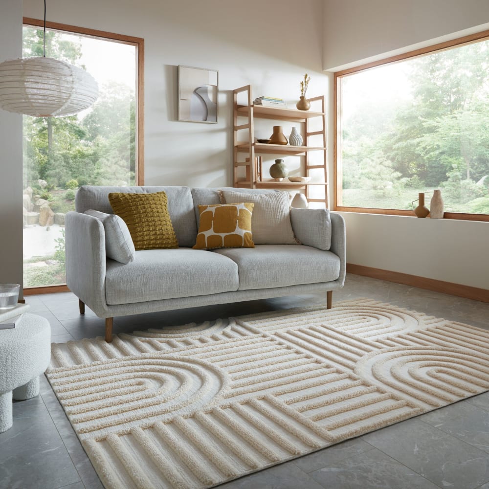 Tapis en polyester crème 133x190cm — vue 3