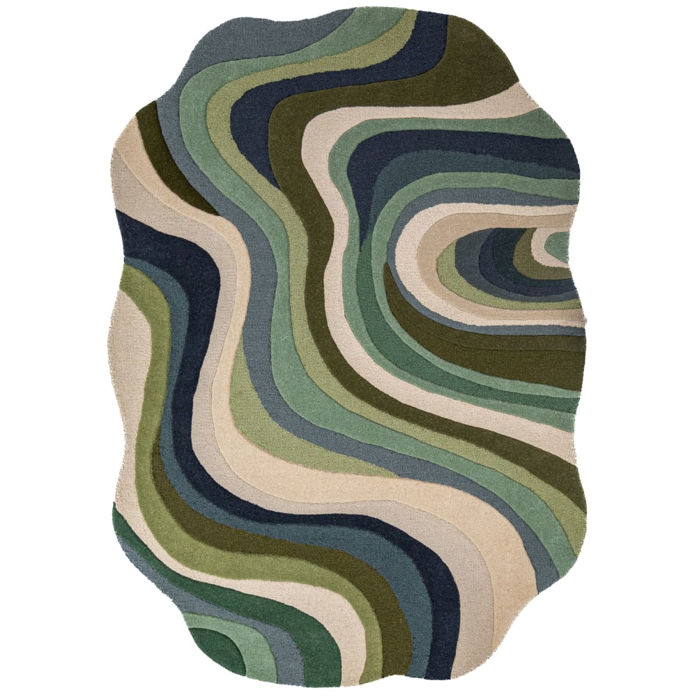 Tapis en laine multicolore tons verts 160x230cm