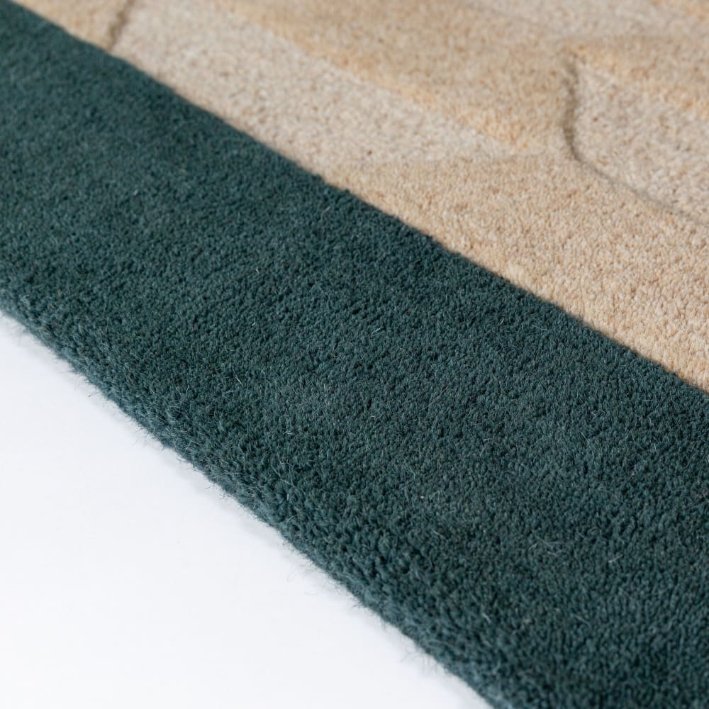 Tapis en laine beige à bordure sarcelle 120x170cm — vue 4