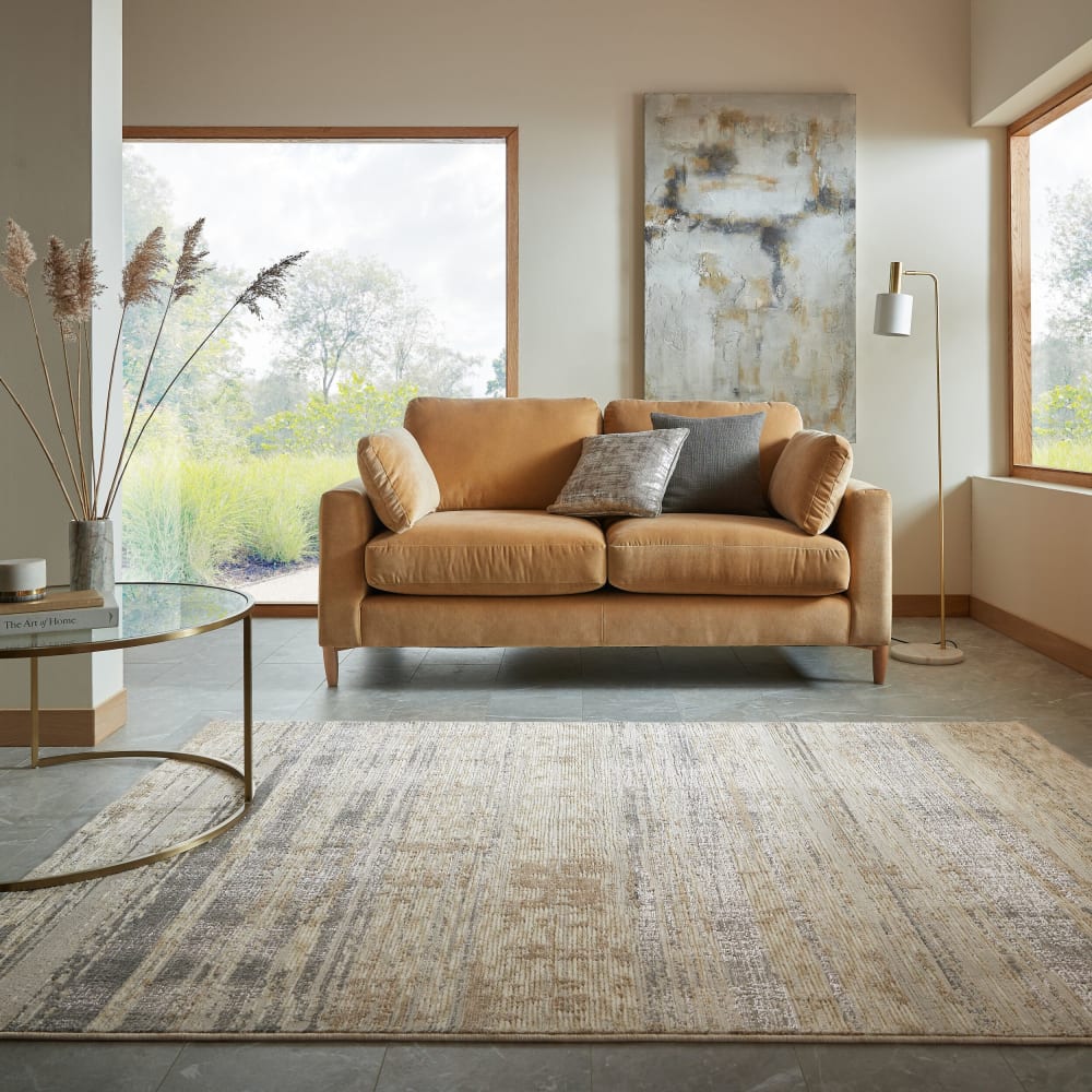 Tapis en polyester facile d'entretien tons beige 120x160cm — vue 3